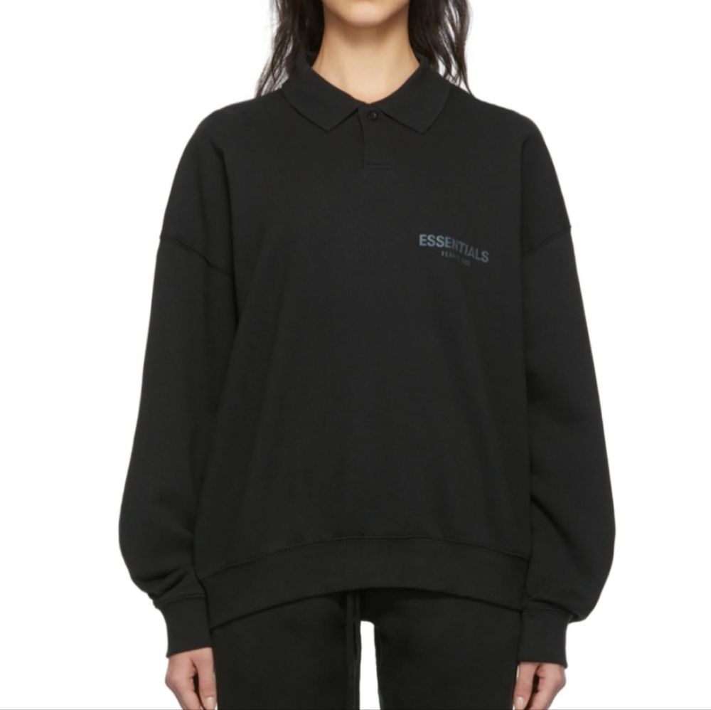 Fear Of God Essentials Black French Terry Polo